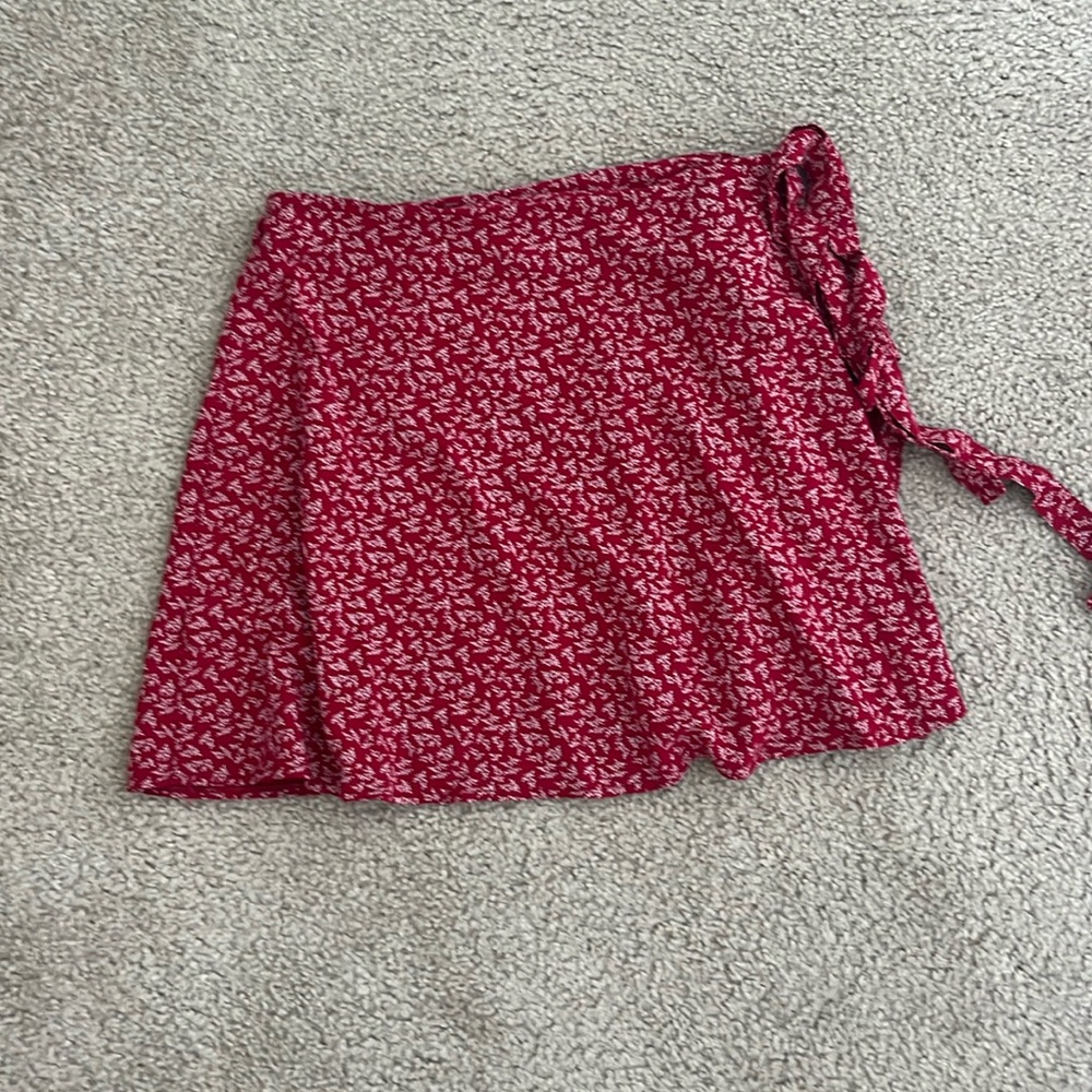 Red Floral Tie Skirt